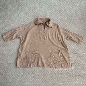 Barefoot Dreams Cozychic Lite Knit Half Zip Pullover Tunic Sweater 1X Casual